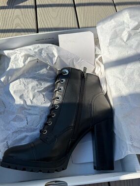 ALDO Marille Black Heeled Combat Boots, size 9